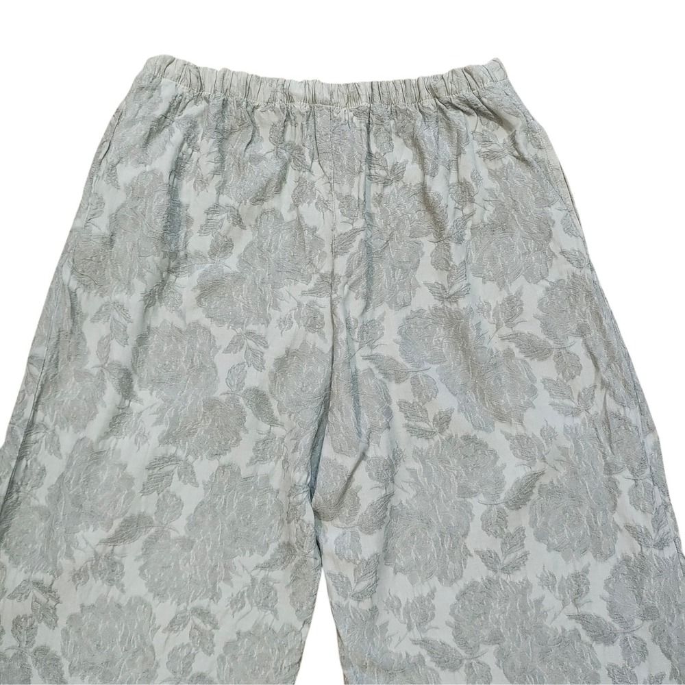 CP Shades Sage Green Floral Jacquard Wide Leg Pants Pull On Resort Boho Size M - Picture 4 of 10
